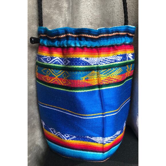 Colorful St Thomas Drawstring Crossbody Style Handbag Black Yarn Rope Strap - Picture 6 of 8